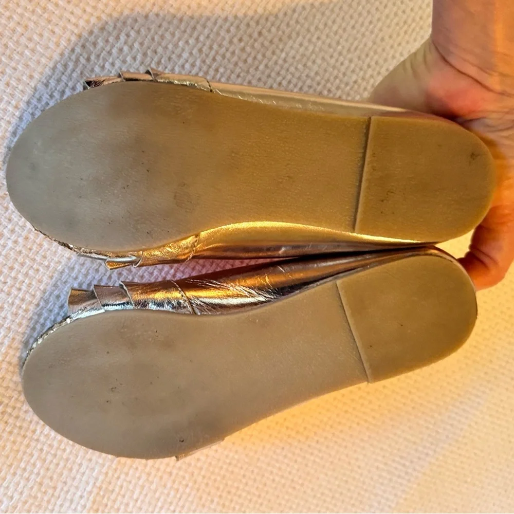 BILLIEBLUSH Girls Gold Glitter Flats w Ruffles Kids Shoes
